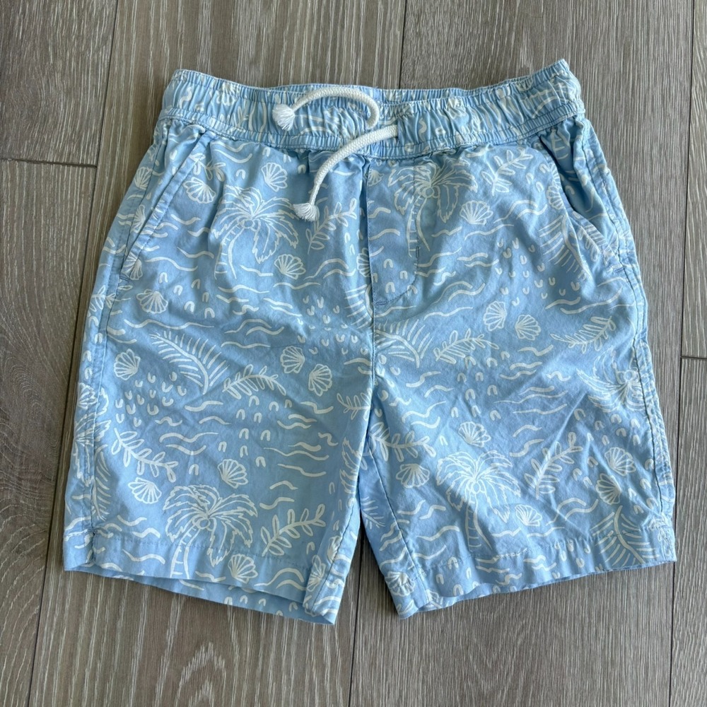 Nordstrom Boys Blue Drawstring Waist Tropical Seashell Shorts with pocket Size 6